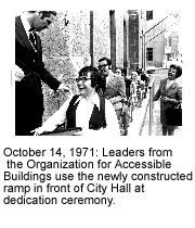 Image: October 14, 1971: Leaders from OAB use the newly constructed ramp in front of City Hall at dedication ceremony